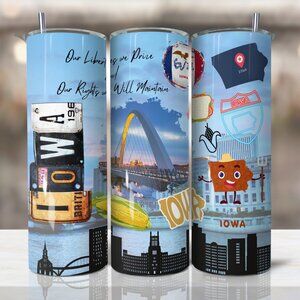 Iowa Tumbler, Iowa 20oz Tumbler, Iowa State Tumbler, Iowa Travel Tumbler